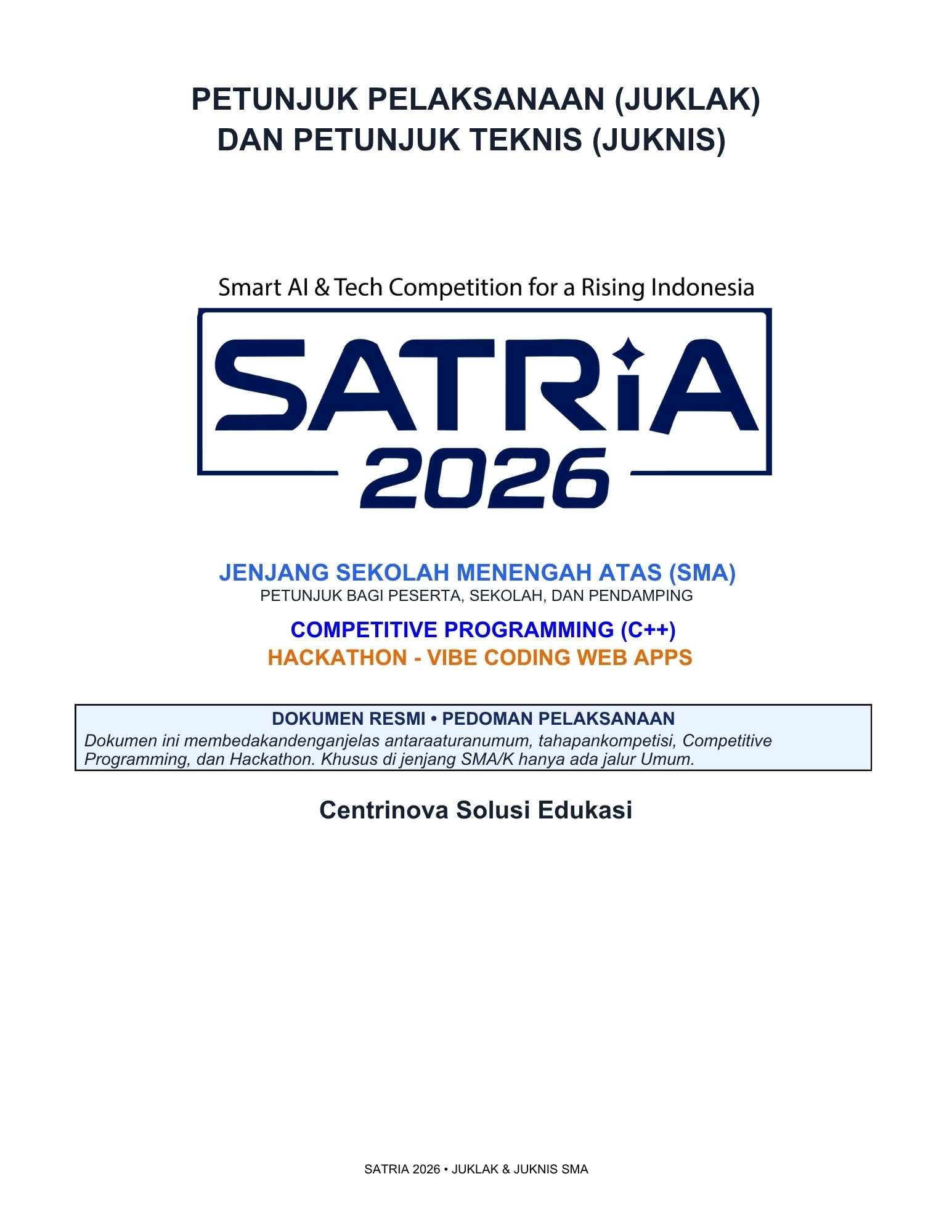 SATRIA 2026 Guidelines Cover - Senior High (SMA/K)