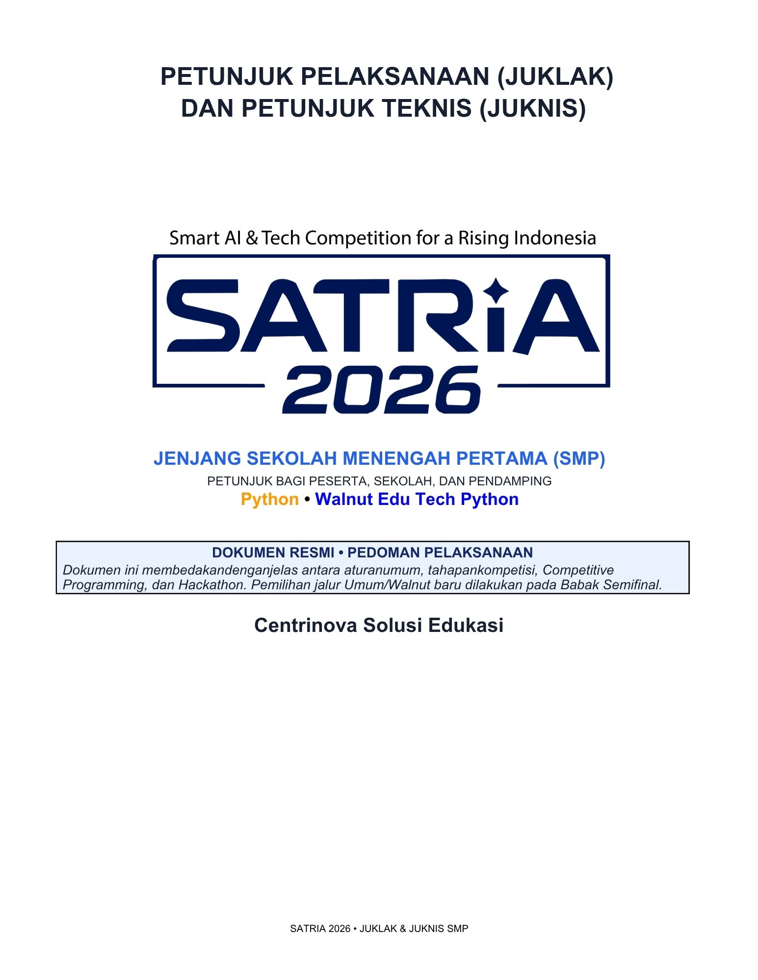 SATRIA 2026 Guidelines Cover - Junior High (SMP)